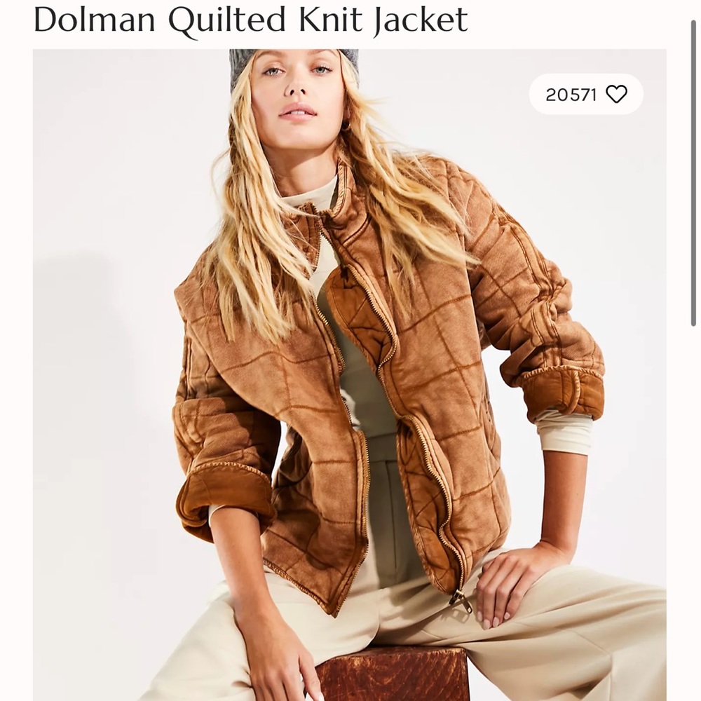 NWOT Free People Dolman Quilted Jacket; size XS; color is Toasted Coconut